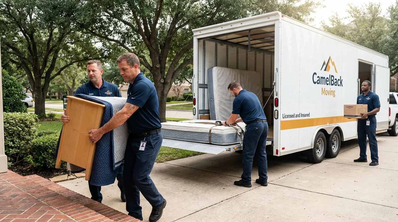 Crew loading residential truck for cross-state move from Colorado City, CO