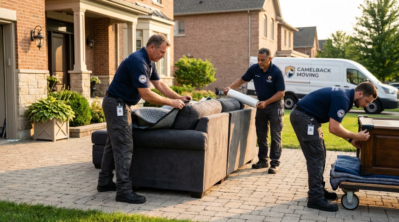 Large estate moving crew wrapping furniture in Colorado City, CO