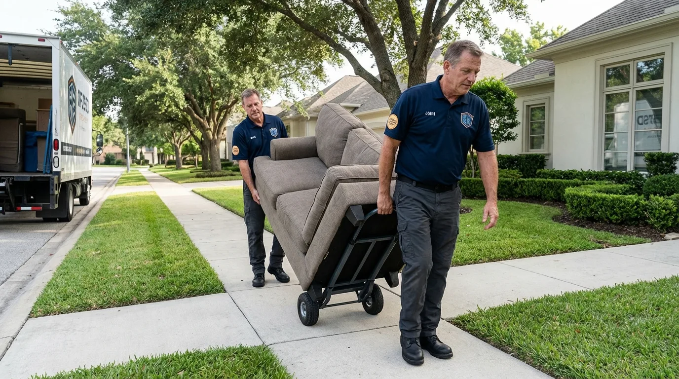 Local residential moving crew loading furniture in Colorado City, CO